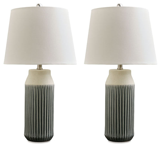 Afener - Ceramic Table Lamp (Set of 2) - Blue / Beige