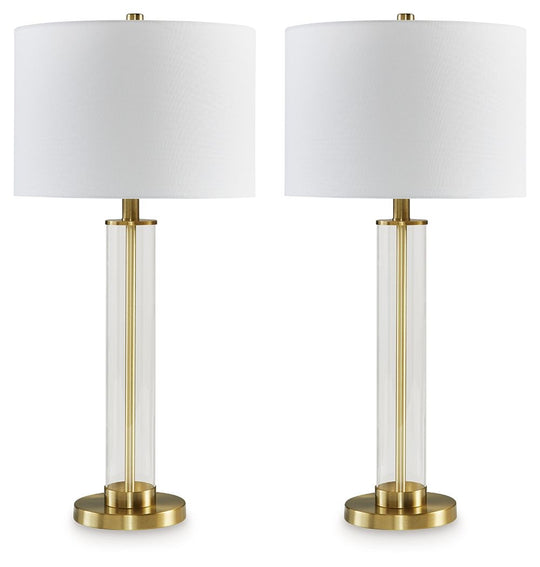 Orenman - Glass Table Lamp (Set of 2) - Clear / Brass Finish