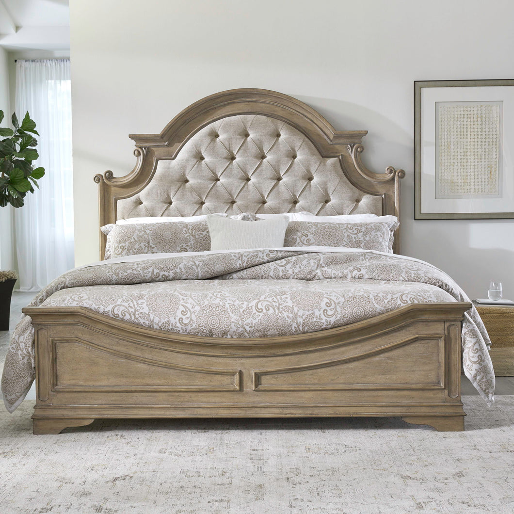 Magnolia Manor - King Upholstered Bed - Light Brown