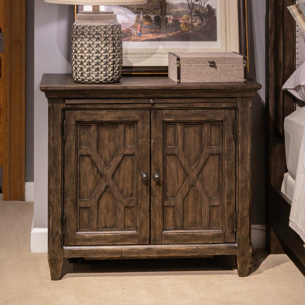 Paradise Valley - 2 Door Bedside Chest With Charging Station - Dark Brown