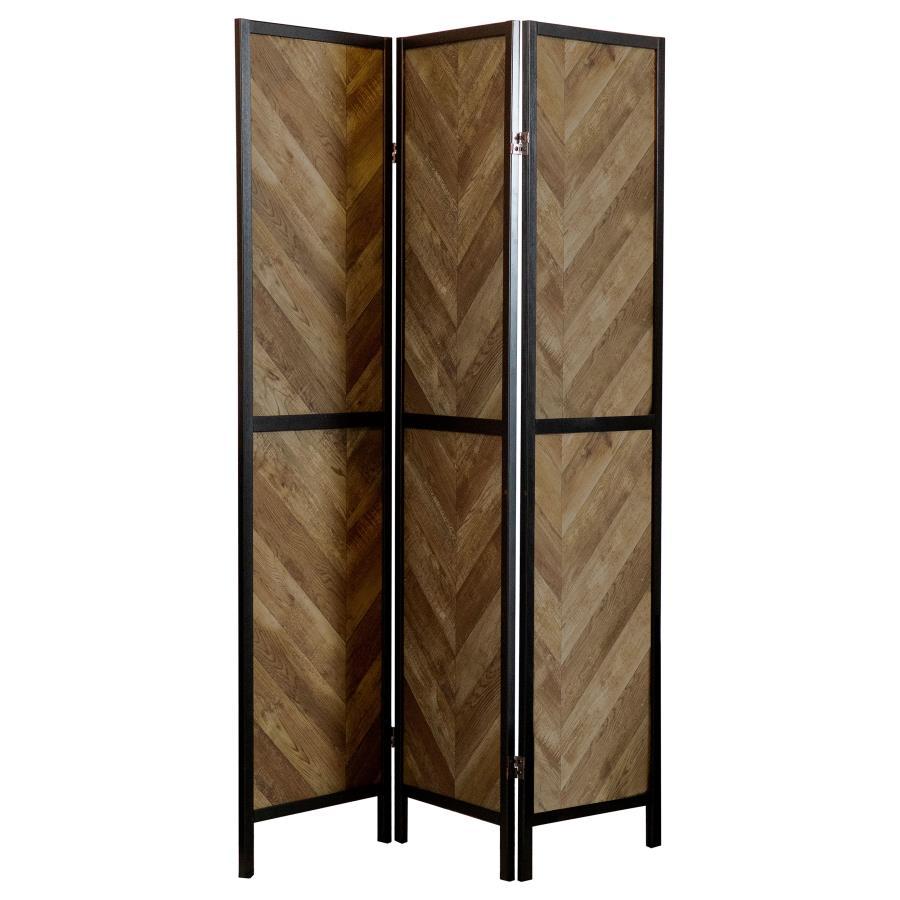 Marlene - 3 - Panel Room Divider Folding Screen - Rustic Tobacco