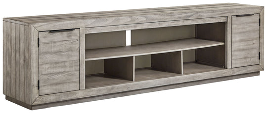 Naydell - XL TV Stand w/Fireplace Option - Gray