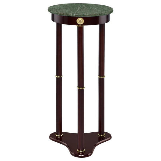Edite - Round Marble Top Accent Side Table - Merlot