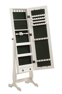Batista - Jewelry Cheval Mirror With Drawers - White