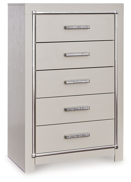 Zyniden - Five Drawer Chest - Silver